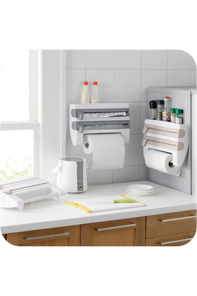 SokShop Dispenser de bucatarie 4 in 1 pentru hartie, folie aluminiu si folie ...