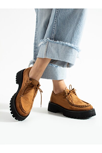 ALEMDAR AYAKKABI BOSCO Taba Suede Lace-Up Дамски мокасини