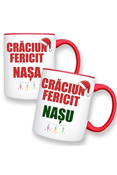 OEM Set 2 mugs with message: 'Merry Christmas Godmother/Godfather', Betaprint, Model 1, ceramic, white w