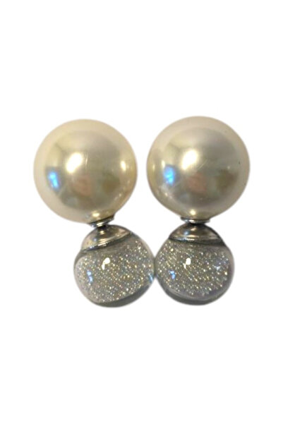 OEM Set Cercei Perla Dubla, 12 perechi, alb perlat si transparent cu glitter,...