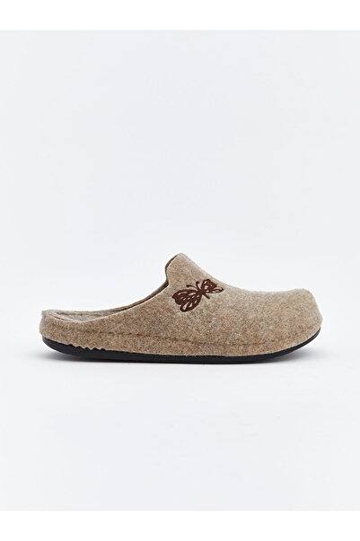 LC Waikiki Beige Butterfly Embroidered Women's House Slippers