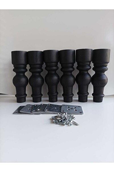 Dijital Bazar 17 CM SÜMBÜL AHŞAP TORNA AYAK SİYAH 6 LI