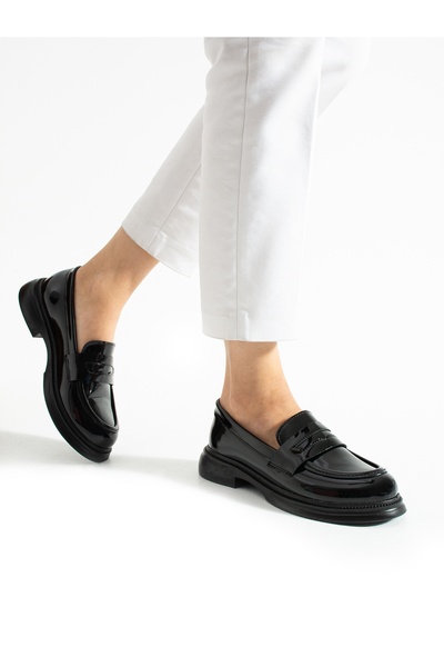 ALEMDAR AYAKKABI PACE Siyah Rugan Kadın Loafer