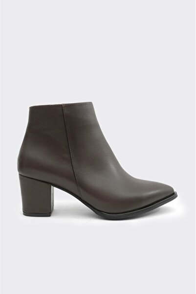 derinet Hakiki Deri Topuklu Kadın Bot