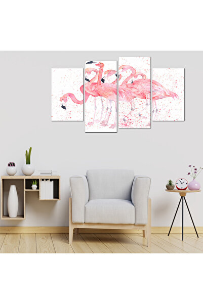 Generic لوحه جداريه - طيور الفلامنجو - 656 - مقسمه أربعة قطع