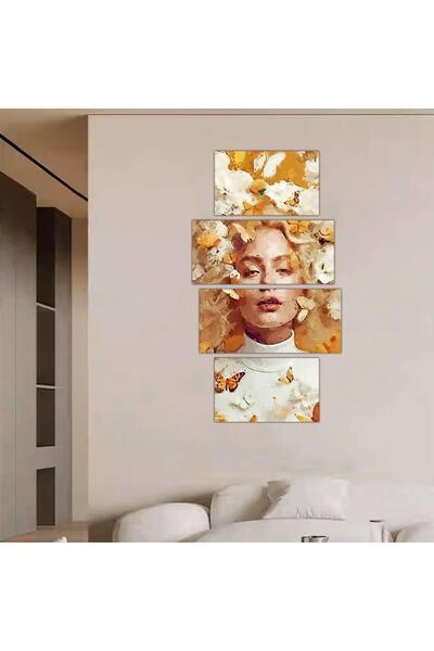 Generic لوحه جداريه مودرن رسمة إمرأه - 24022 - مقسمه أربعة قطع