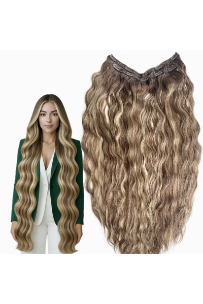 Oskar Shop Păr Tresa Eva (Păr rusesc autentic 4D) Balayage #7/#24 Ondulat