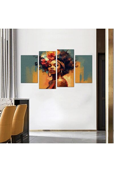 Generic لوحه جداريه مودرن رسمة إمرأه - 24039 - مقسمه أربعة قطع