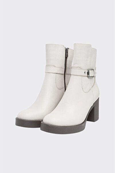 derinet Hakiki Deri Kalın Topuk Kadın Bot