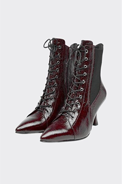 derinet Klasik Bağcıklı Fermuarlı Hakiki Deri Kadın Bot