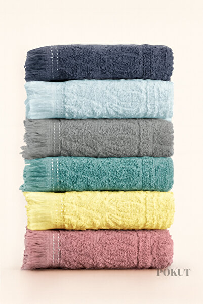 POKUT Renkli 6’lı Pamuklu Mutfak Havlusu | 30x50 cm | Yumuşak Dokulu, Emici Kurulama ve El Bezi Seti