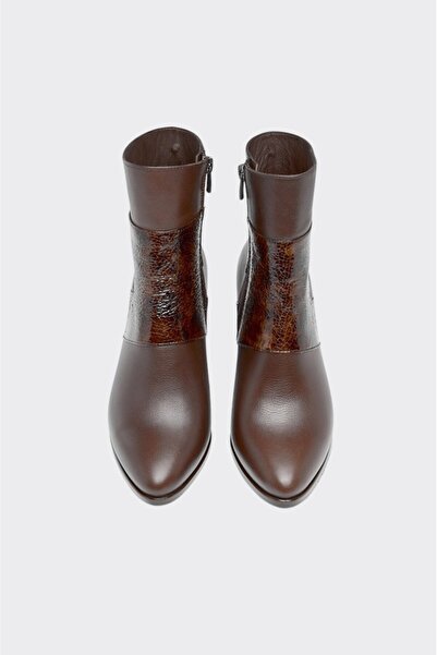 derinet Hakiki Deri Rugan Desenli Kadın Bot