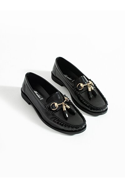 ALEMDAR AYAKKABI Grove Black Buckle Detail Women's Loafer