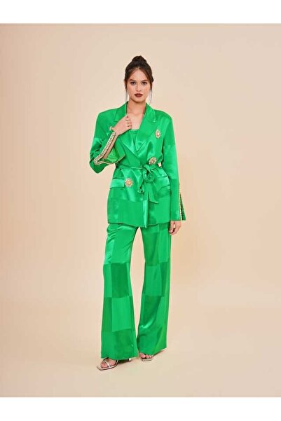 SERPİL Taş Detaylı Saten Kuşaklı Takım 50343