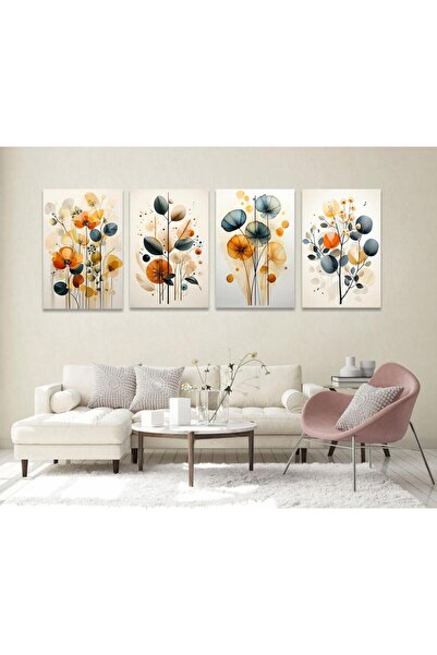 4gdran أربع لوحات خشبية mdf بتصميم ورود