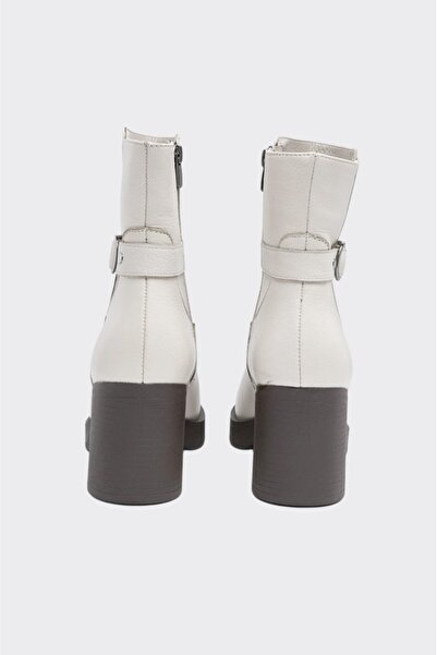 derinet Hakiki Deri Kalın Topuk Kadın Bot