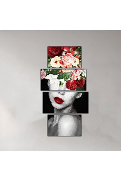 Generic لوحه جداريه مودرن رسمة إمرأة - 24001 - مقسمه أربعة قطع