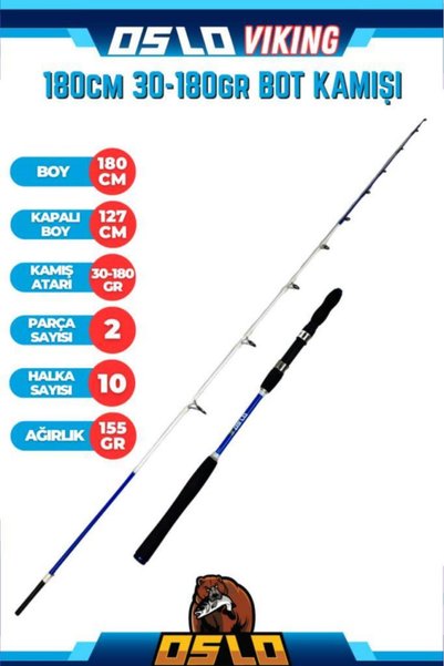 Oslo Viking 180cm 30-180gr Shark 6000 Tekne Olta Seti