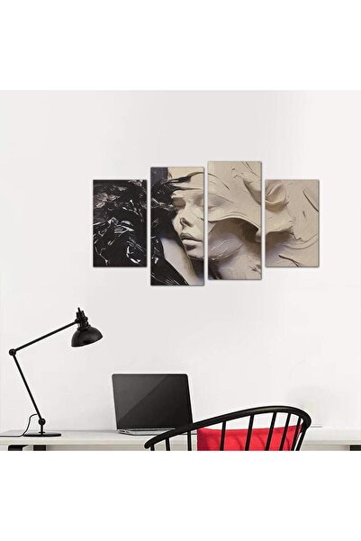 Generic لوحه جداريه مودرن رسمة إمرأه - 24126 - مقسمه أربعة قطع