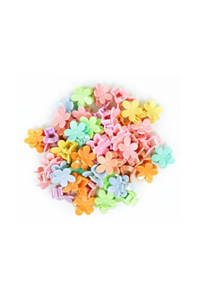 OEM Set 50 clesti de par in forma de floare, culori asortate pastelate si neo...