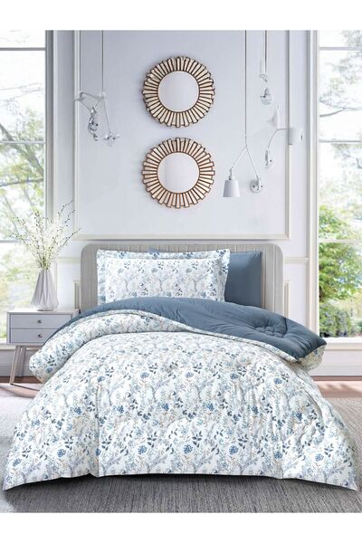 Donetella 4-Piece Cotton Single Comforter Set 170x230cm – 350 GSM Fill, Elegant Print