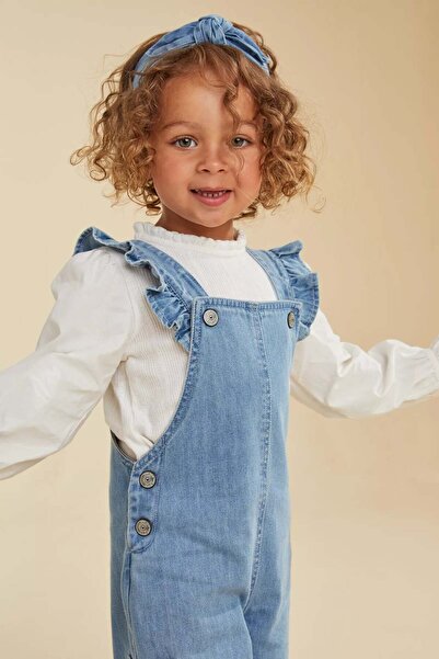 MOTHERCARE Denim Dungarees, Blouse and Headband Set
