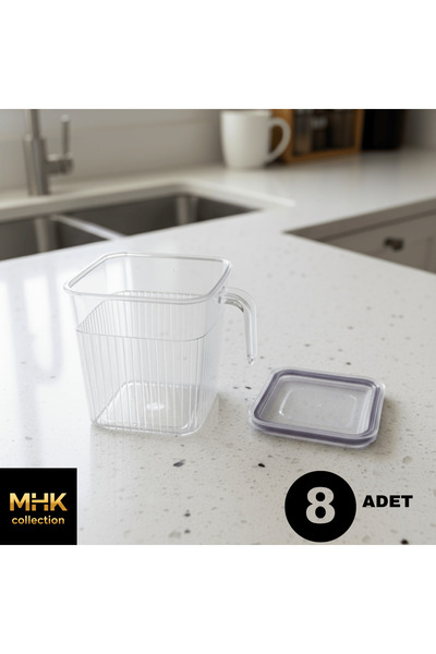 MHK Collection 8 Pieces Crystal Square Food and Food Storage Container 1.6 Lt