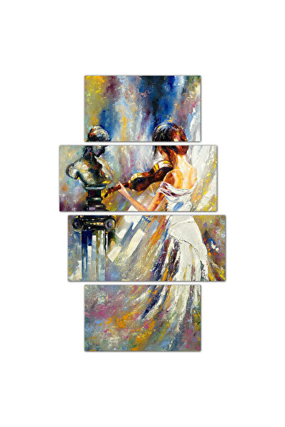 Generic لوحه جداريه - إمرأه تعزف الكمان - 914e - مقسمه أربعة قطع