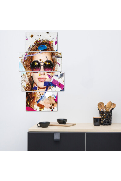 Generic لوحه جداريه - رسمة فنيه إمرأه - ٣٠٠٢٥ - مقسمه أربعة قطع