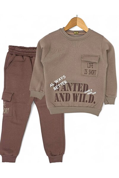 Ege Bebek Boys' 3-Strand Sharded Winter Tracksuit Set / 2-10 Years Old / Boys' Sweatshirt, Trackpants