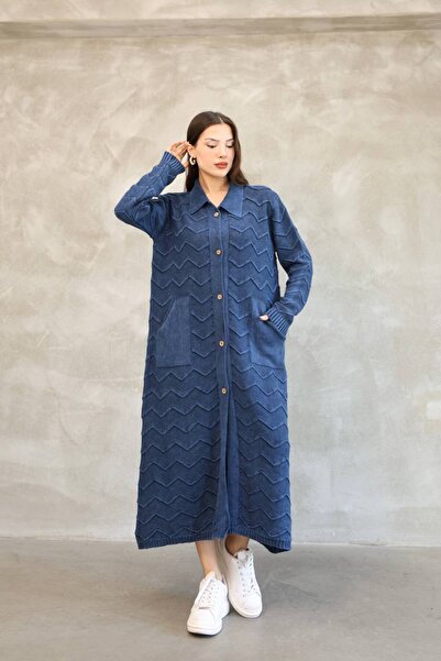 AYASOFYA OTANTIK Cămașă de damă albastru marin cu guler, închidere cu nasturi...