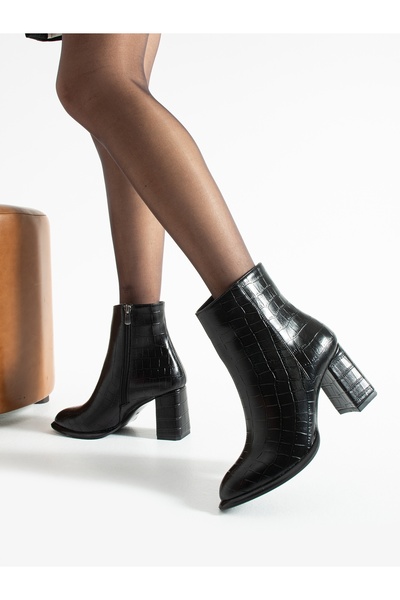 ALEMDAR AYAKKABI Cizme de damă NOTTE cu model crocodil negru