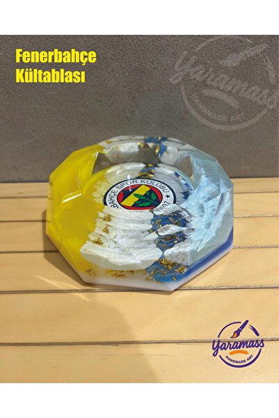 meristeed FB El Yapımı Epoksi Küllük – Sarı Lacivert Renklerde Dekoratif Tasarım, Ev Aksesuar, Kültablası