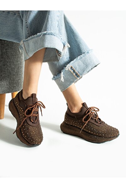 ALEMDAR AYAKKABI SOFFİO Kahve Taşlı Kadın Snekars