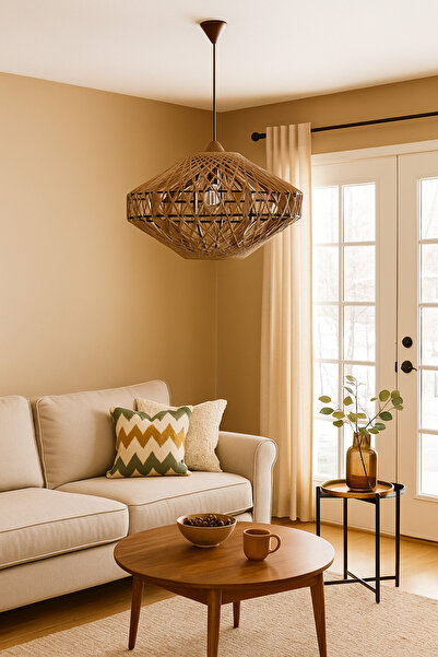 Genel Markalar Bohem,Rustik,Jüt,Doğal,Hasır,El Yapımı Sarkıt Avize