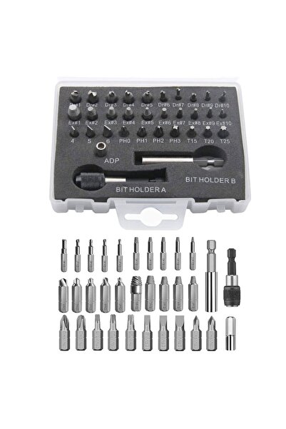 PRIMEDEO Set of 33 multifunctional screw extractors, PRIMEDEO, with adapters for drills and drilling machines