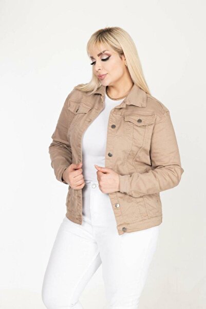 Işşıl 301-Памучна габардинна спортна яке с разтеглив материал за големи размери