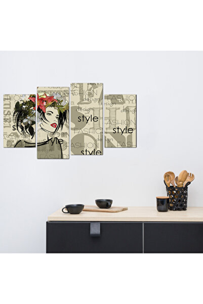 Generic لوحه جداريه - ستايل فاشن 974 - مقسمه أربعة قطع