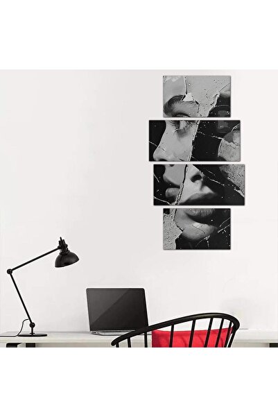 Generic لوحه جداريه مودرن رسمة إمرأه - 24124 - مقسمه أربعة قطع