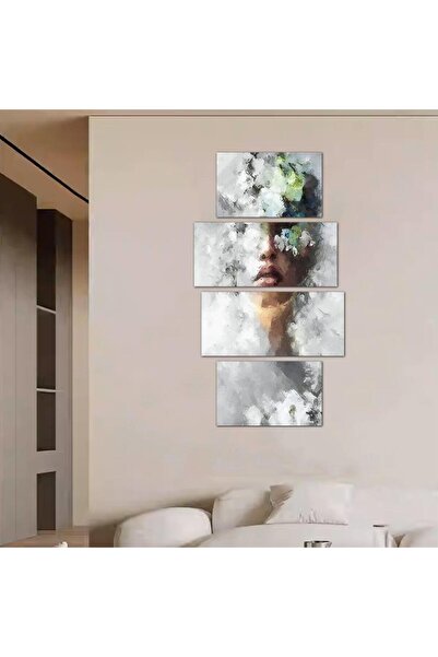 Generic لوحه جداريه مودرن رسمة إمرأه - 24038 - مقسمه أربعة قطع