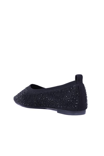 SailLakers - Black Color Stone Patterned Women's Ballerinas 261-25by224193