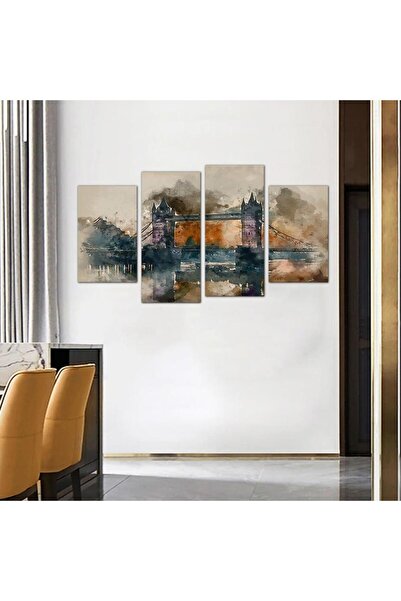 Generic لوحه جداريه مودرن رسمة برج جسر لندن - 24057 - مقسمه أربعة قطع