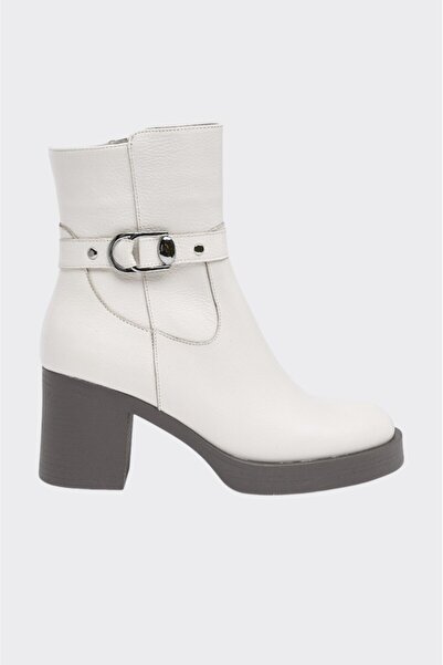 derinet Hakiki Deri Kalın Topuk Kadın Bot