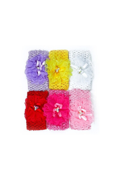 OEM Set 12 bandane elastice cu floare, multicolor, 1x7x15cm