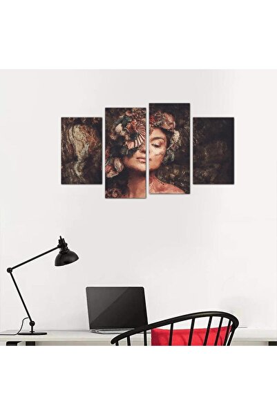 Generic لوحه جداريه مودرن رسمة إمرأه - 24141 - مقسمه أربعة قطع