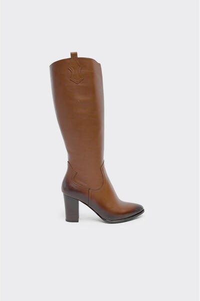 derinet Hakiki Deri Fermuarlı Kadın Çizme