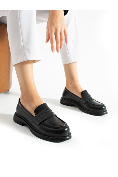 ALEMDAR AYAKKABI Pace Black Leather Women's Loafer