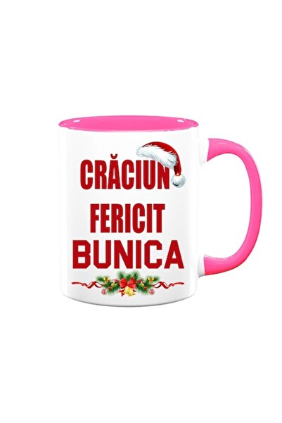 OEM Custom Mug for Grandma with Message: 'Merry Christmas Grandma', Betaprint, Model 4, White with Pink
