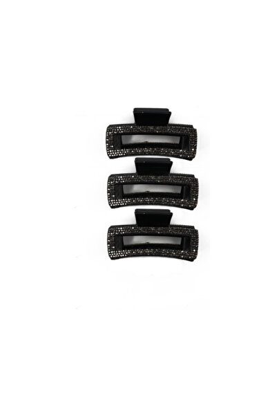 OEM Set 12 clesti geometrici cu strasuri, negru, PVC, dimensiuni 3.5x4x8cm