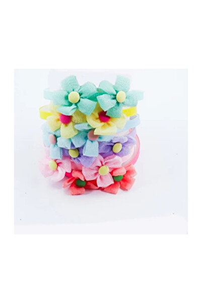 OEM Set 12 bentite subtiri floricele din organza, multicolor, 3x12.5x14cm